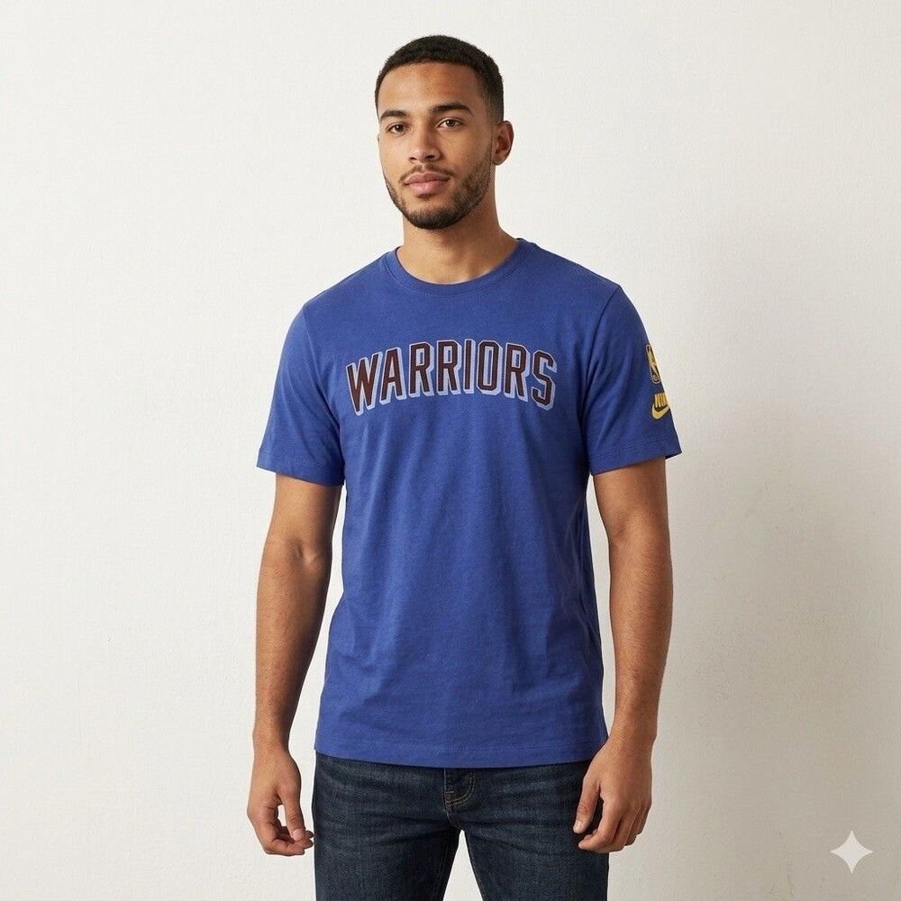Nike Men Golden State Warriors T Shirt NBA 75th Anniversary Classic Gold Logo S
